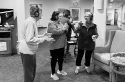 Residents don their headphones and bop away. Picture supplied