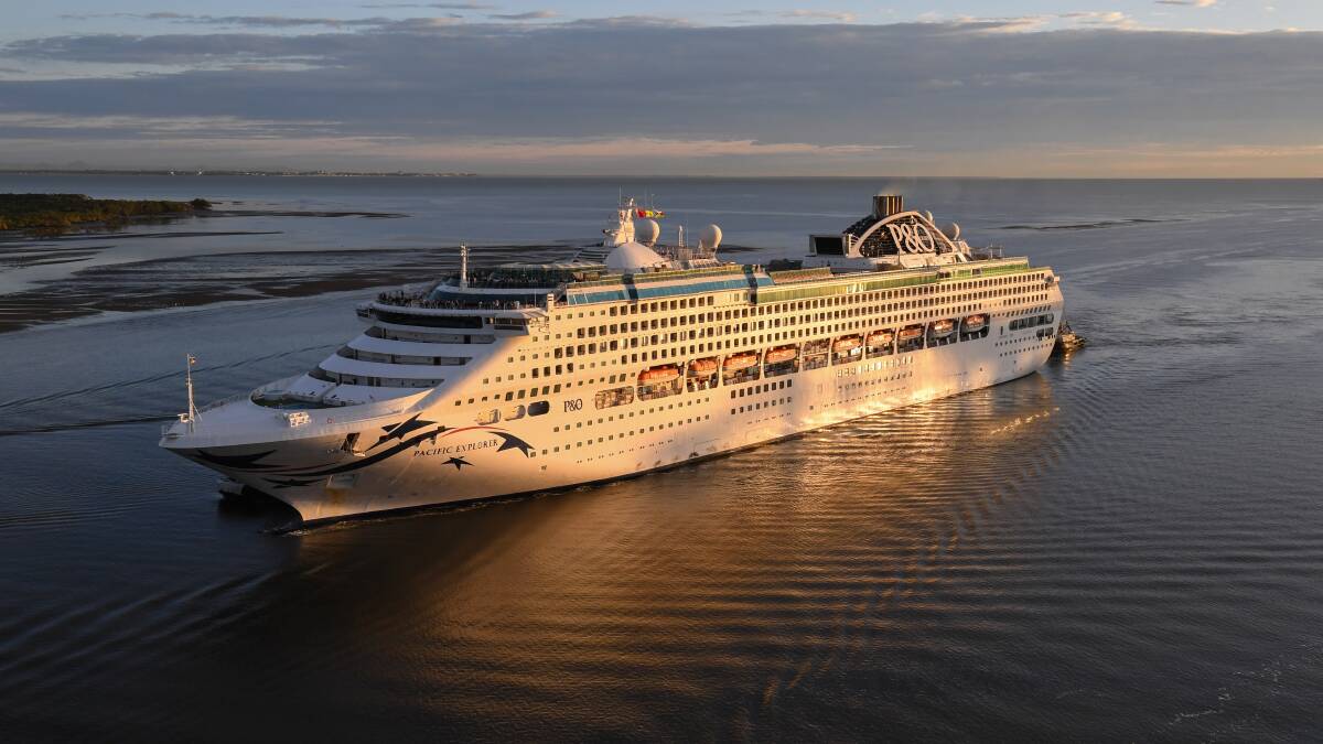 The Pacific Explorer on the day it arrived at the new Brisbane International Cruise Terminal in June 2022. Picture by James Morgan