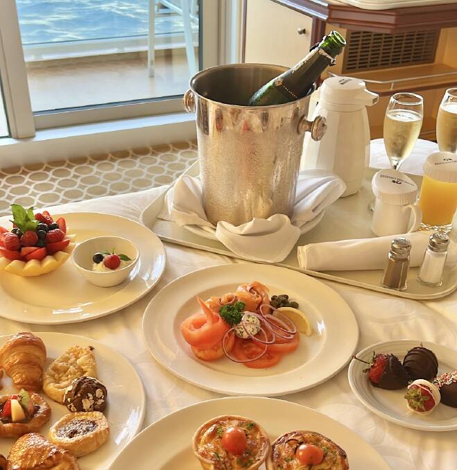 Champagne breakfast is served in the stateroom. Picture: Akash Arora