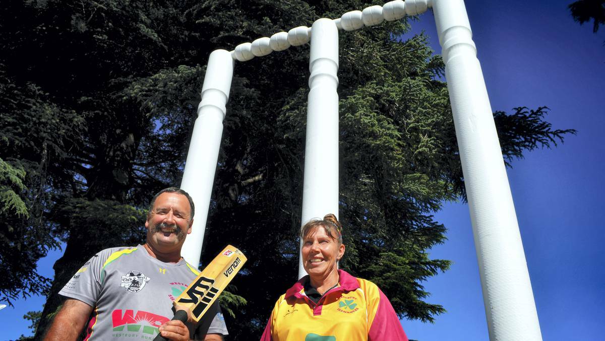 Flashback to 2014 with Michael and Gale Claxton standing in front of the Big Wickets of Westbury. ACM file picture.