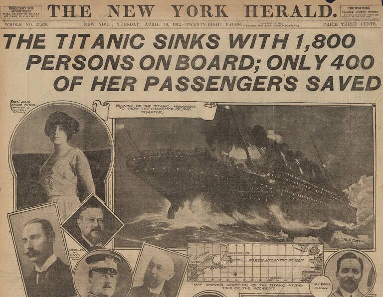HOLD THE FRONT PAGE – Reports of the disaster, which went worldwide, can be seen at the exhibition.