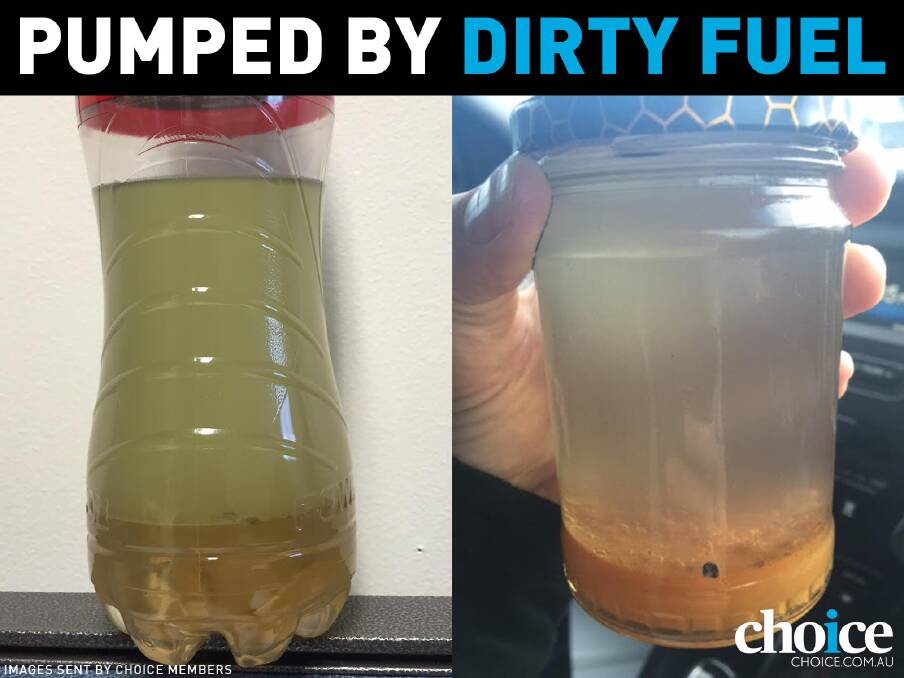 Some images of dirty fuel sent to CHOICE by motorists.