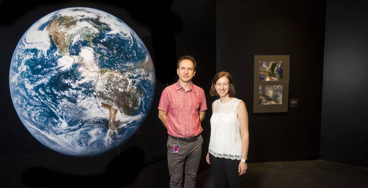 ON A HIGHER PLANE – Queensland Museum Network exhibition manager Jernej Gregoric and director Suzanne Miller at the exhibition.