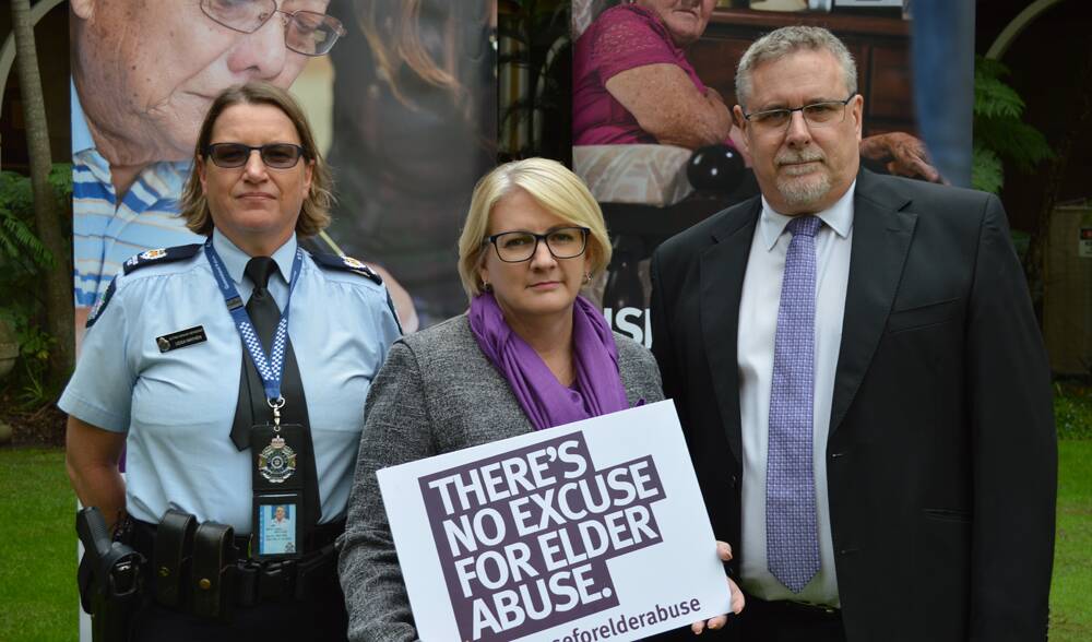 Seniors Minister Coralee O’Rourke with UnitingCare Queensland Group Executive Brent McCracken and Domestic, Family Violence and Vulnerable Persons Unit Acting Senior Sergeant Leisa Wathen.