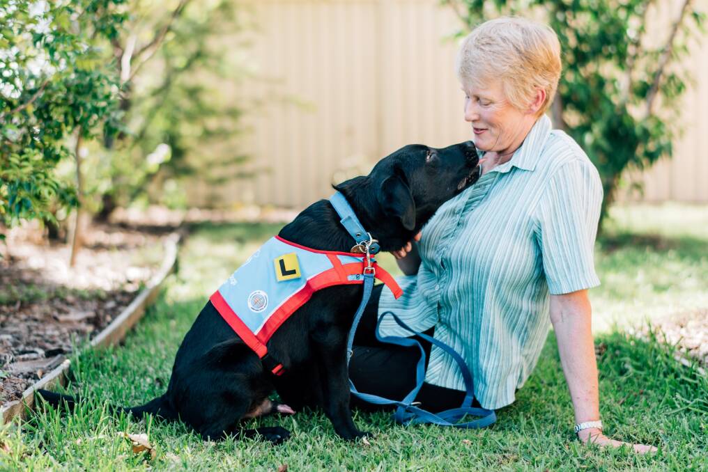 SPECIAL BOND – Volunteer assistance dog educator Kathy Price with Fonzie.