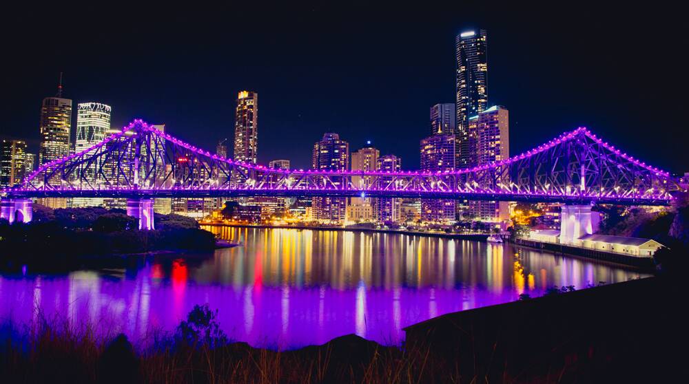 Brisbane's Story Bridge proudly turned purple. Photo: Brisbane City Council