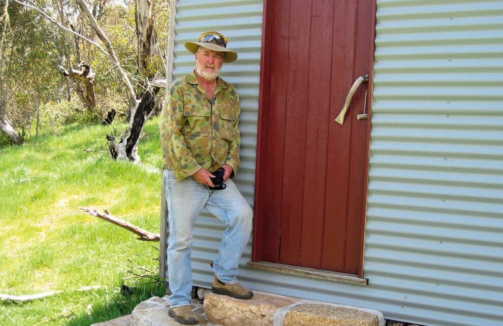 HAPPY AS LARRY IN THE LAND OF CLANCY – Bob Moon at Pretty Plain Hut, one of two huts he looks after.
