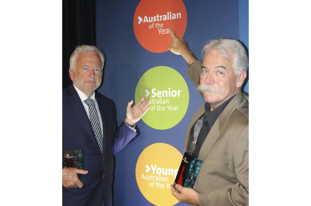 CANBERRA HERE WE COME – Professor Perry Bartlett (left) and Professor Alan Mackay-Sim at the Queensland Australian of the Year awards ceremony.