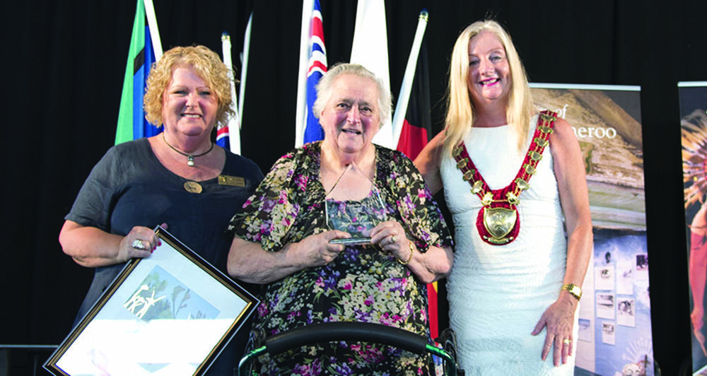DEDICATED TO HER  COMMUNITY – From left, City of  Wanneroo deputy mayor Di Guise, Carmela Sinagra and mayor Tracey Roberts at the award presentation.