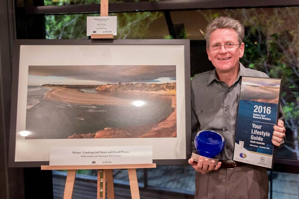 2015 winner, Robert Armitage, with his winning image:  ‘Paddle boarding on the Onkaparinga’.