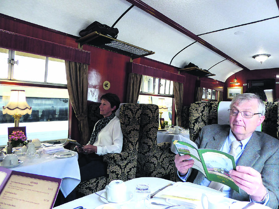 Passengers travel in style in the Flying Scotsman’s vintage carriages.