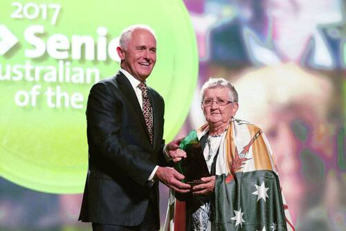 Senior Australian of the Year 2017 Sister Anne Gardiner AM received her award from prime minister Malcolm Turnbull.