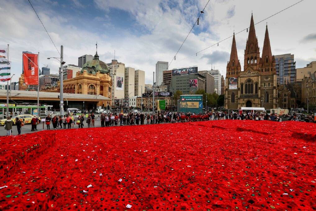 The poppies in Federation Square... now bound for England.