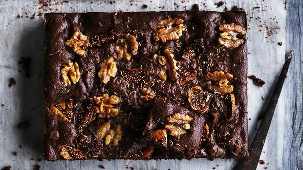 Figs, chocolate and wine: what's not to like about these shiraz fig brownies. Photo: William Meppem