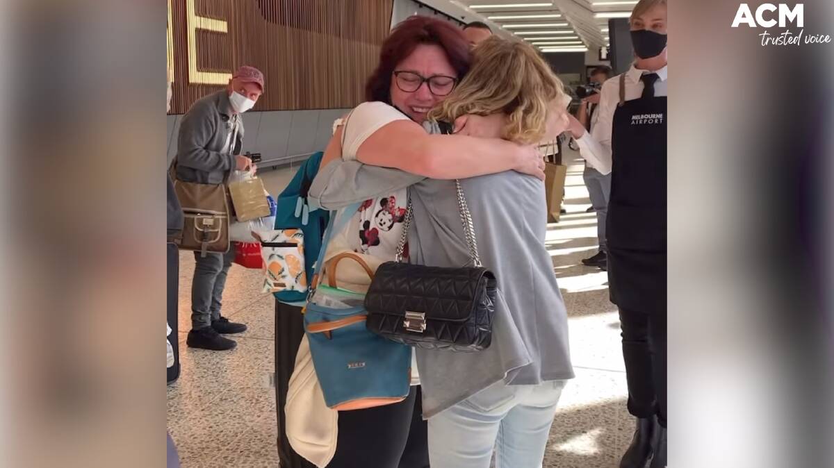 An emotional reunion at Melbourne Airport on Monday, February 21 as Australia's international borders completely reopened for the first time in almost two years. Photo: Melbourne Airport, Instagram.