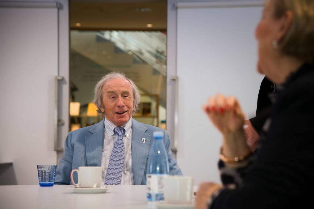 WELL TIMED PITSTOP: Sir Jackie Stewart visits the Dementia Australia centre in Parkville.
