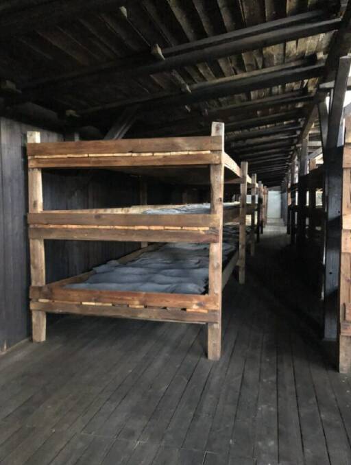 Bunks in Auschwitz. Picture by Helen Signy.
