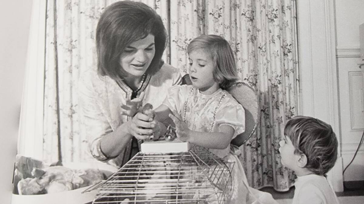 VIPS: Jacqueline Kennedy with Caroline and John Jr play with Bluebell and Marybelle.