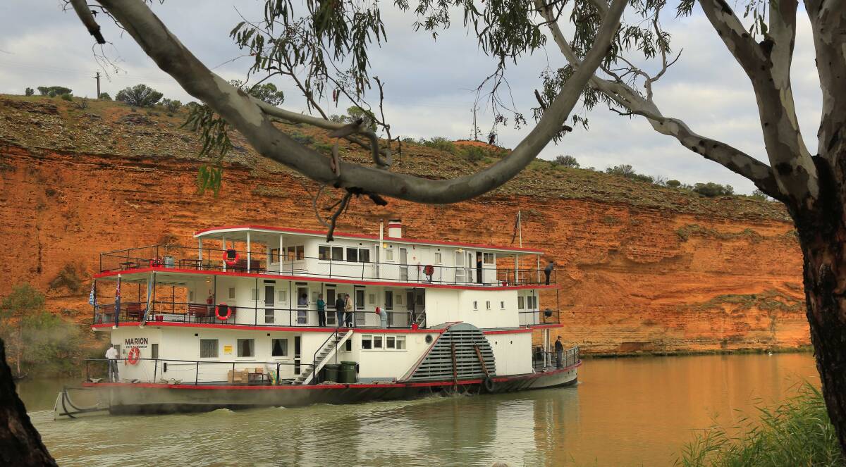 PS Marion cruising past clifffaces along the Murray River. Picture supplied