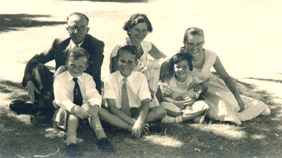 John and Catherina van der Linden with their children at Glenelg in 1958. Photo courtesy Catherina van der Linden/ Southern Cross Care.