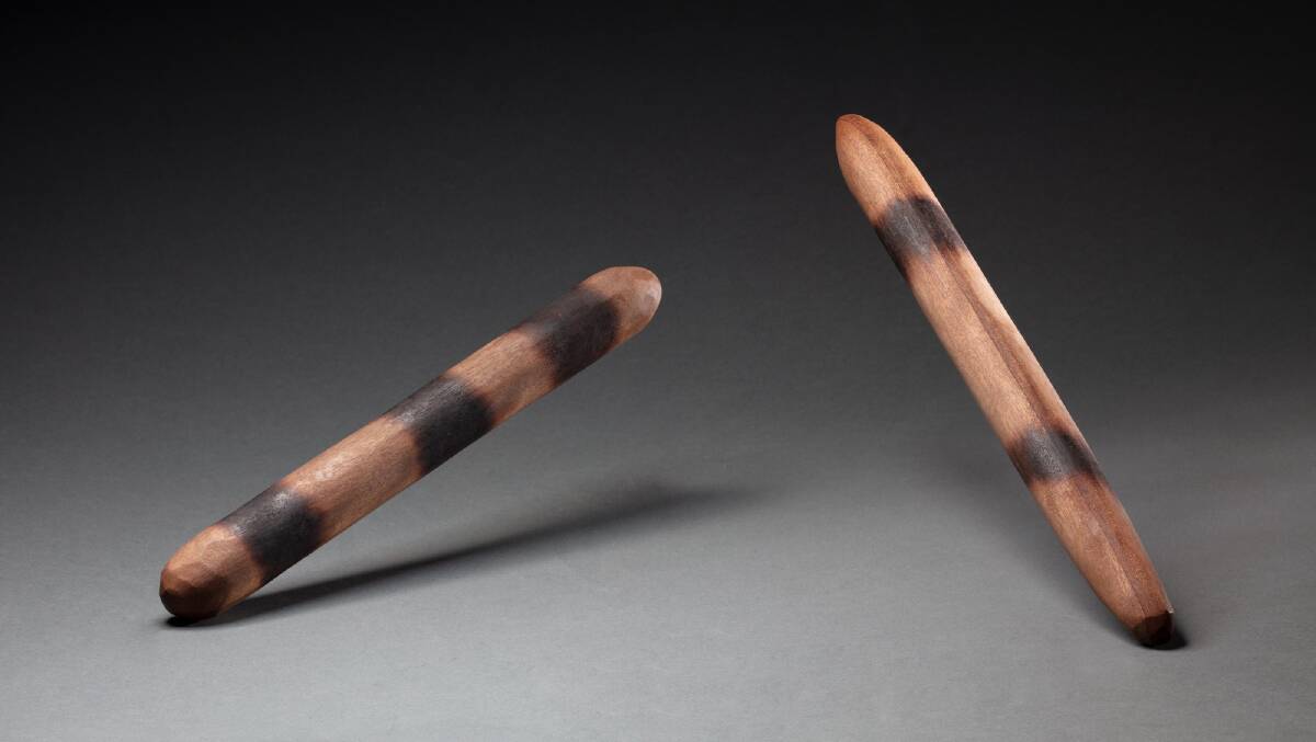Clapsticks used by 2023 Queensland Australian of the Year, William Burton. Picture from NMA