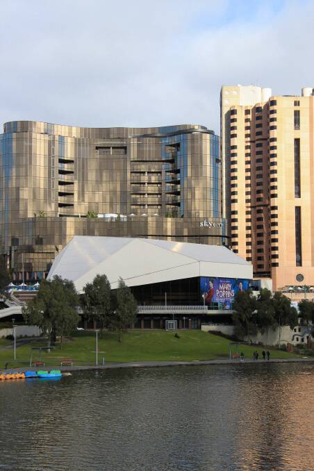 A riverbank view of the Adelaide Festival Centre. Picture by Australian Institute of Architects Sa chapter/Alex Knopoff