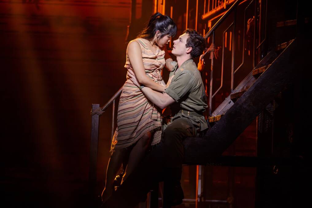 Abigail Adriano as Kim and Nigel Huckle as Chris in the Australian production of Miss Saigon. Picture by Daniel Boud