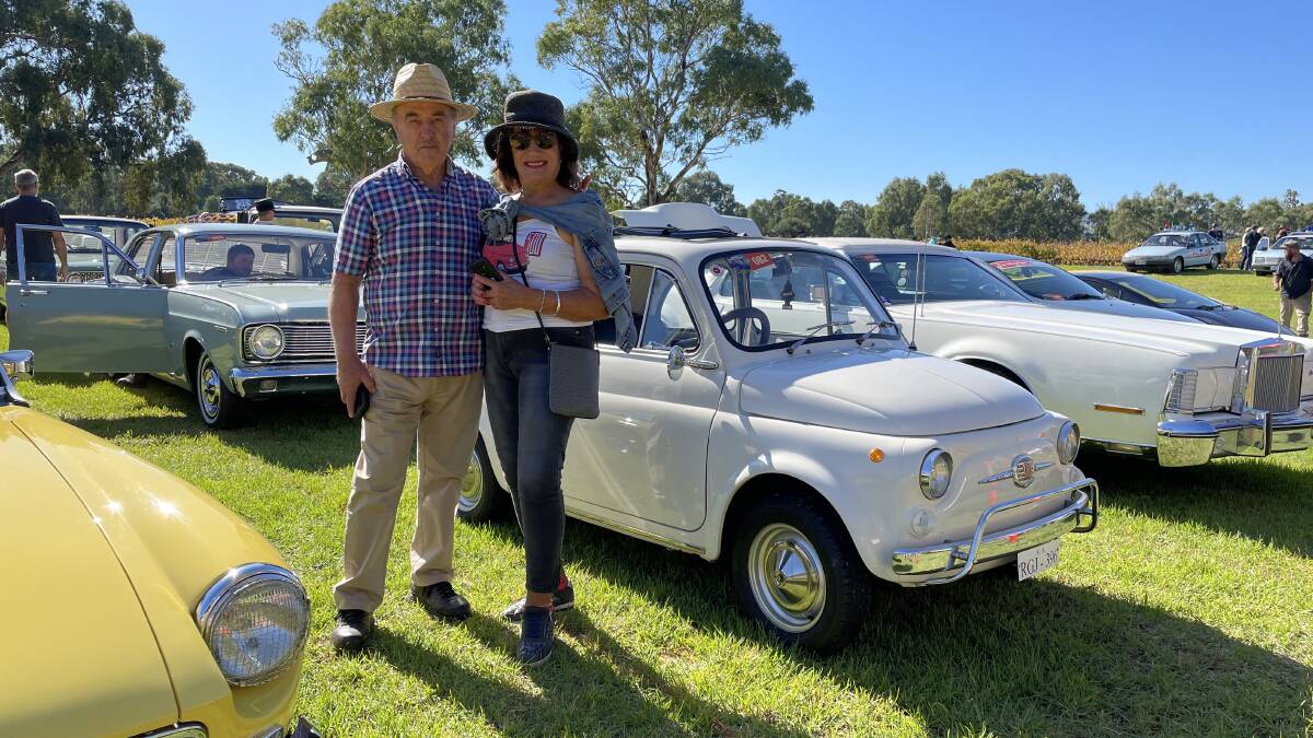 Luciano and Rosaria Di Girolamo with their 1969-build Fiat 500 at Serafino Wines, McLaren Vale, SA, for the McLaren Vale Vintage and Classic 2023. Picture by Anthony Caggiano