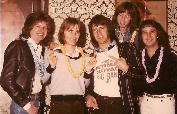GREAT DAYS INDEED: Ted Mulry, Herman Kovac, Daryl Braithwaite, Les Hall and Gary Dixon at a record reception in Melbourne.