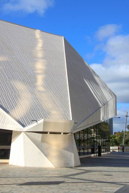 A detail view of the Adelaide Festival Centre's exterior concrete shells. Picture by Australian Institute of Architects SA chapter/Alex Knopoff