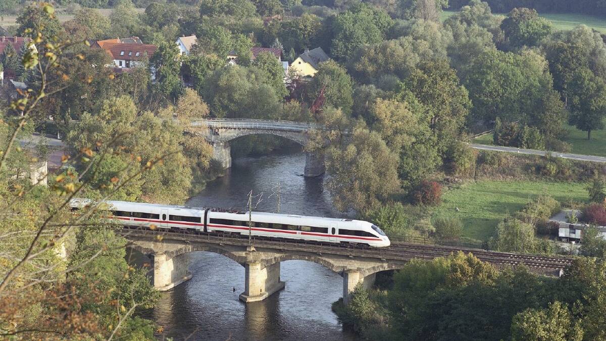 ALL ABOARD: A German train over the Rhine River. Photo supplied. 