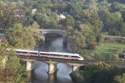 ALL ABOARD: A German train over the Rhine River. Photo supplied. 