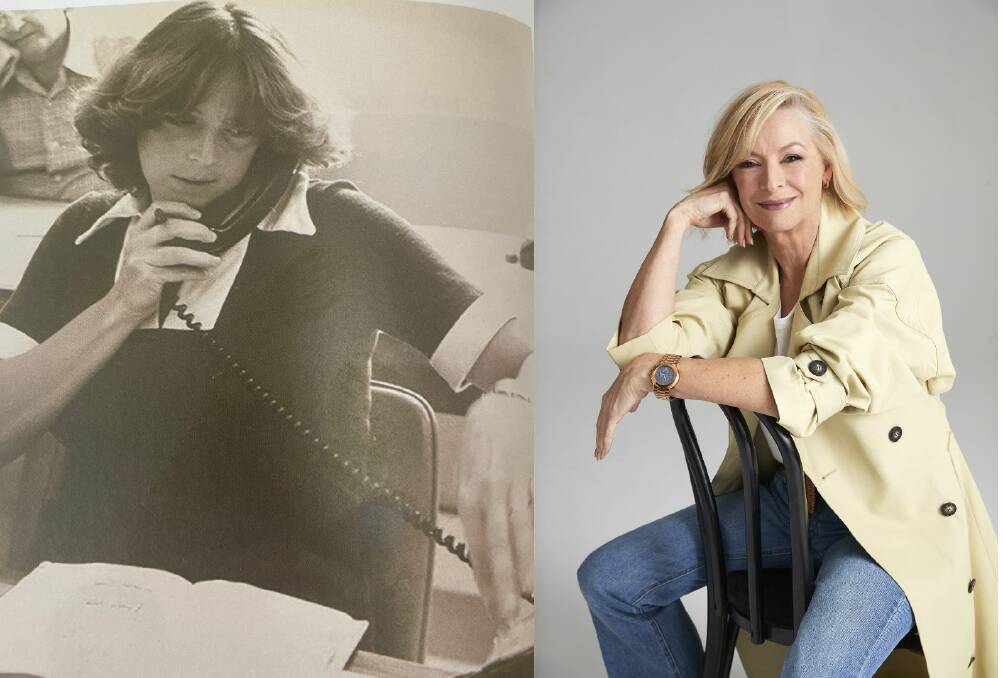 (L) Beth Ryan during her early career at Manning River Times before she became renowned journalist Liz Hayes (R). Pictures supplied