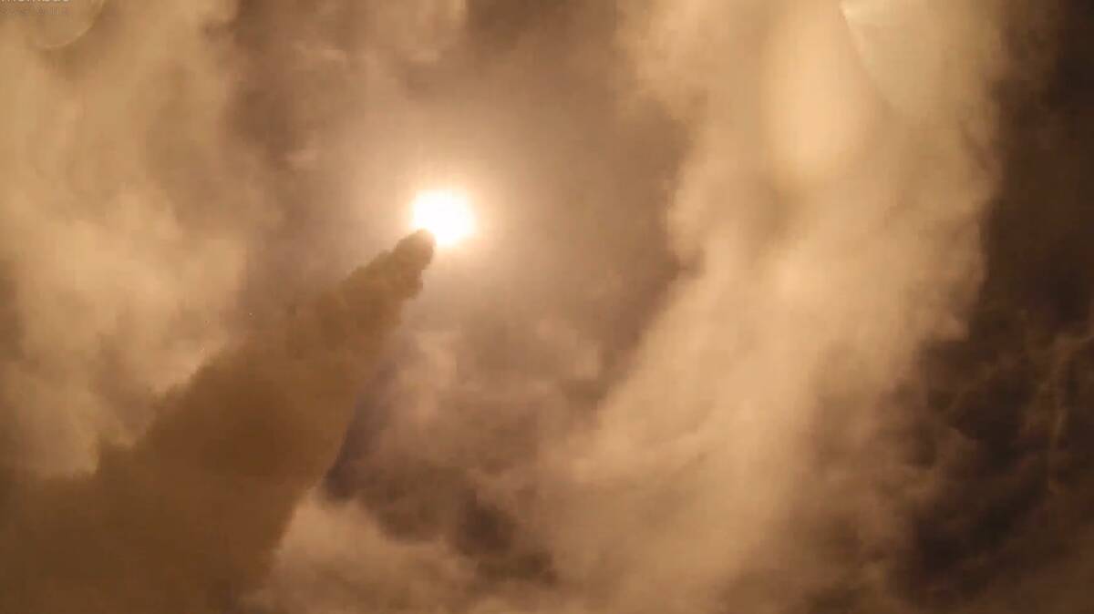 The sky lights up as one of NASA's rockets is launched. 