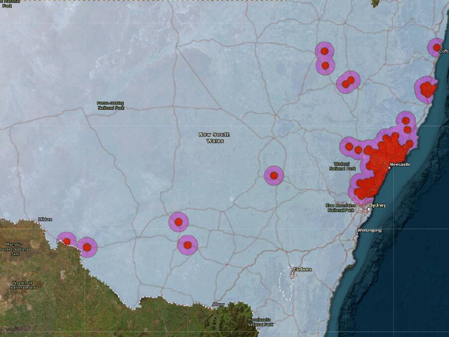 Varroa outbreak zones, as of September 4, 2023. Picture supplied by DPI