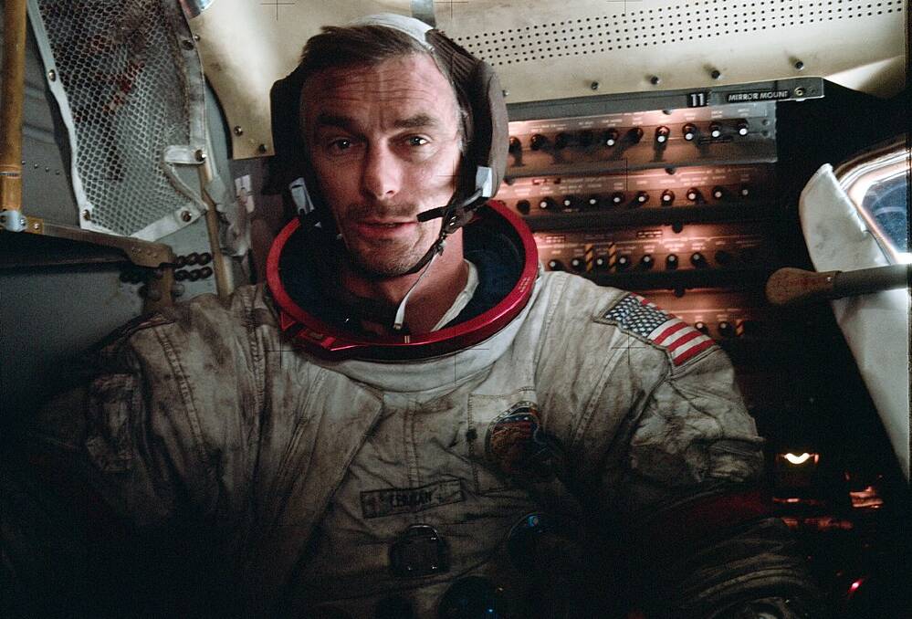 HEALTH HAZRD: Apollo 17 commander Gene Cernan with moondust all over his spacesuit. This dust proved dangerous for man and machine. Credit: NASA