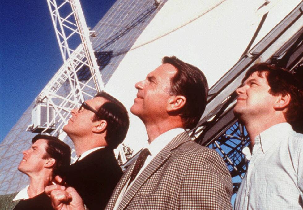 SILVER SCREEN: Tom Long, Patrick Warburton, Sam Neill and Kevin Harrington in the Australian film The Dish. Picture: AP/Warner Bros.