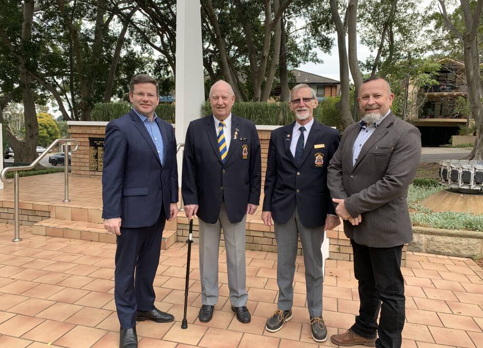Restoration: (left to right) Oatley MP Mark Coure; Ken Middleton, Secretary of Mortdale RSL Sub-Branch; John Delaney, President of Mortdale RSL Sub Branch; and Councillor Lou Konjarski, Mortdale Ward Councillor with Georges River Council, at the memorial at Mortdale Memorial Park.