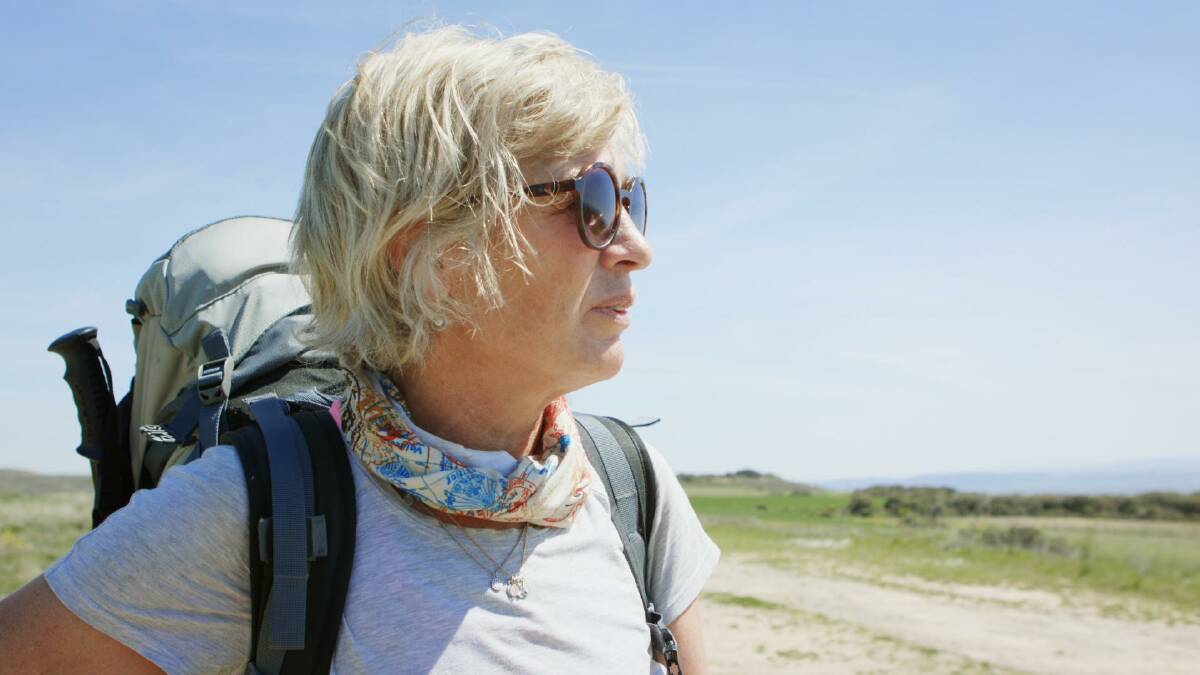 Julie Zarifeh on the Camino trail in the documentary Camino Skies.