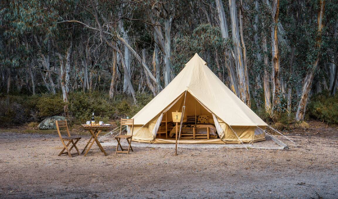 LUXURY ESCAPE: Stay in a bell tent at Lake Catani, Mount Buffalo. Photo: Under Sky