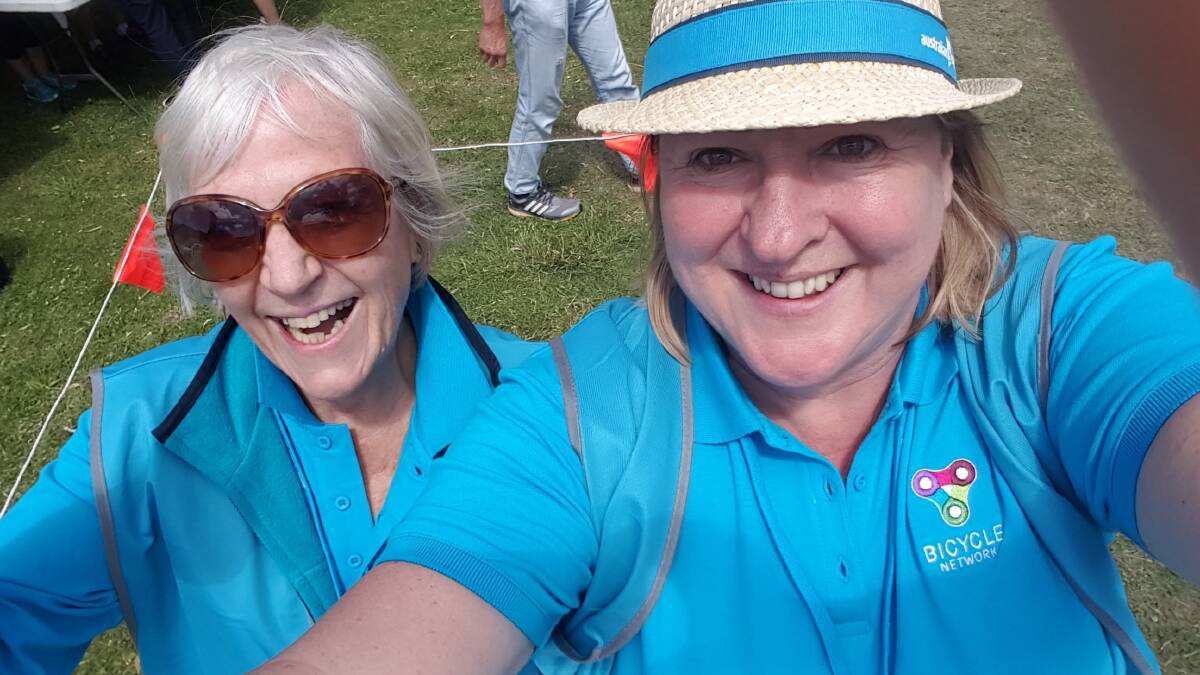 PEDAL PUSHERS: Great Victorian Bike Ride volunteers Sandra Portlock and Andrea Burgess first met on the event in 2010. 