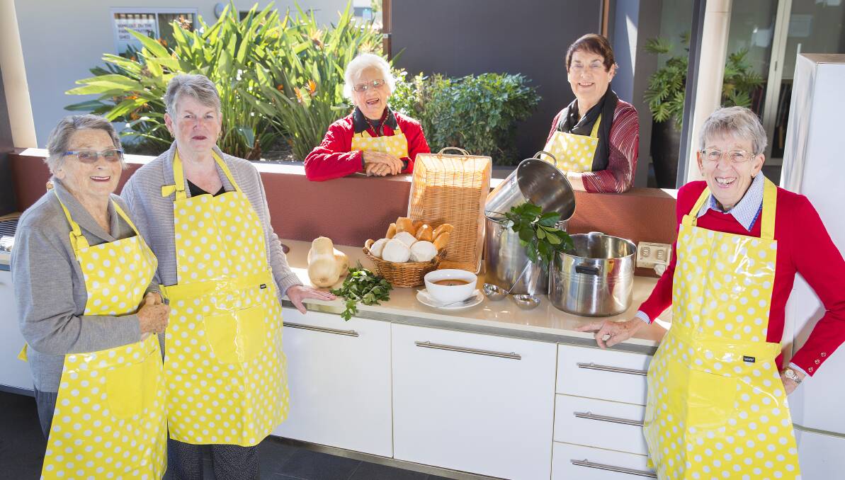 SOUPER-WOMEN: The Go-betweens (from left) Nancy Lewis, Helen Tracey, Thelma Olding, Kay Cook and Glenda Stegman have been serving up soup to residents.