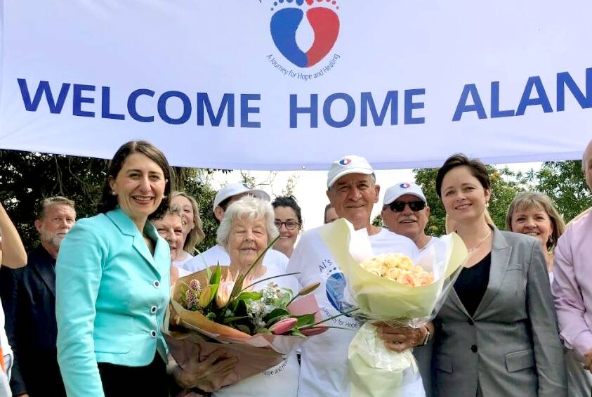 HOME STRETCH: NSW Premier Gladys Berejiklian with Lois Staines, Alan Staines and NSW Minister for Mental Health Tanya Davies.