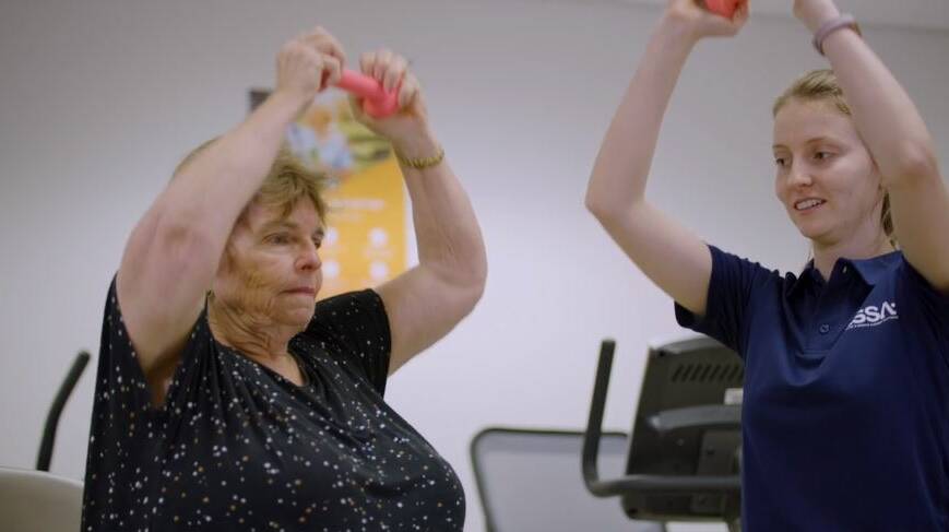 GET MOVING: Jeanne Belson sees an accredited exercise physiologist to help with strength and mobility.