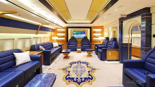 GOLD CLASS: Inside the royal jet now for sale.

