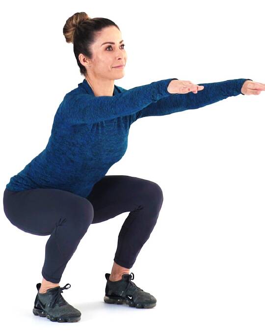 SQUATS: Resistance training involves working your muscles against some form of weight, such as your own body weight.