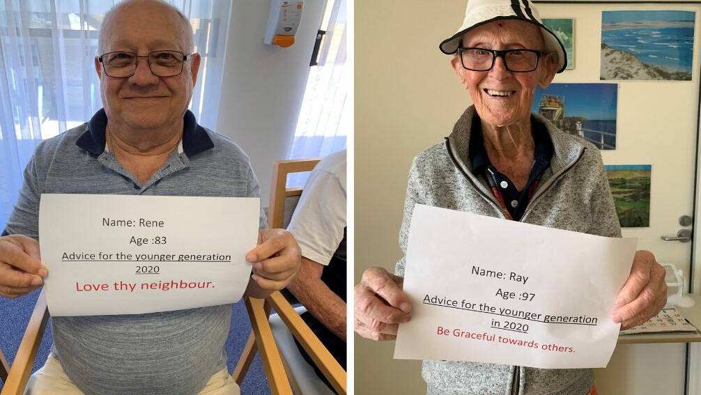 SOUND ADVICE: Baptistcare Gracehaven residents Rene (left) and Ray share their words of wisdom: love thy neighbour, and be graceful towards others.