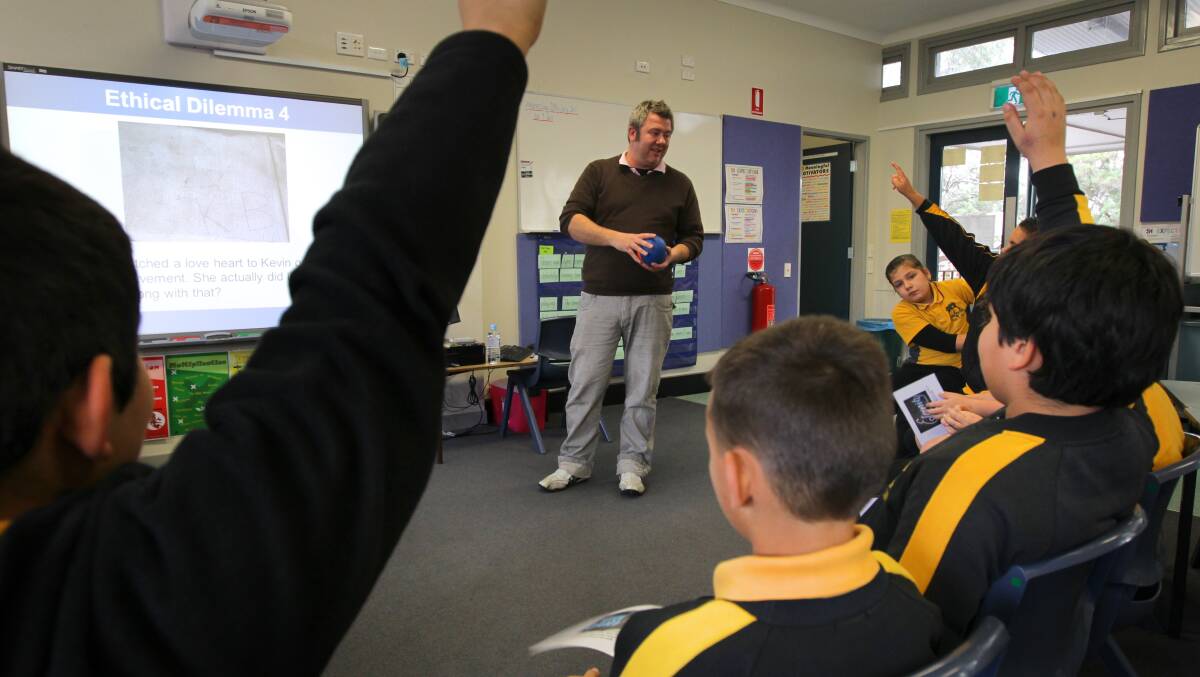 Students attend an ethics class at Hilltop Primary School in Merrylands. Photo: Wolter Peeters