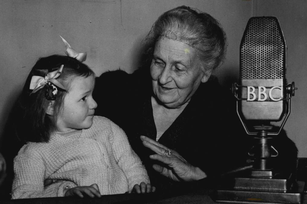 Founder of the Montessori system Maria Montessori at the BBC in 1951.