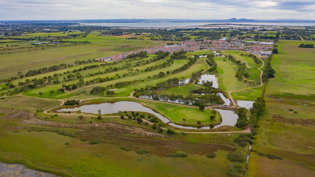 Aerial view of Bellarine Lakes Country Club and golf course.